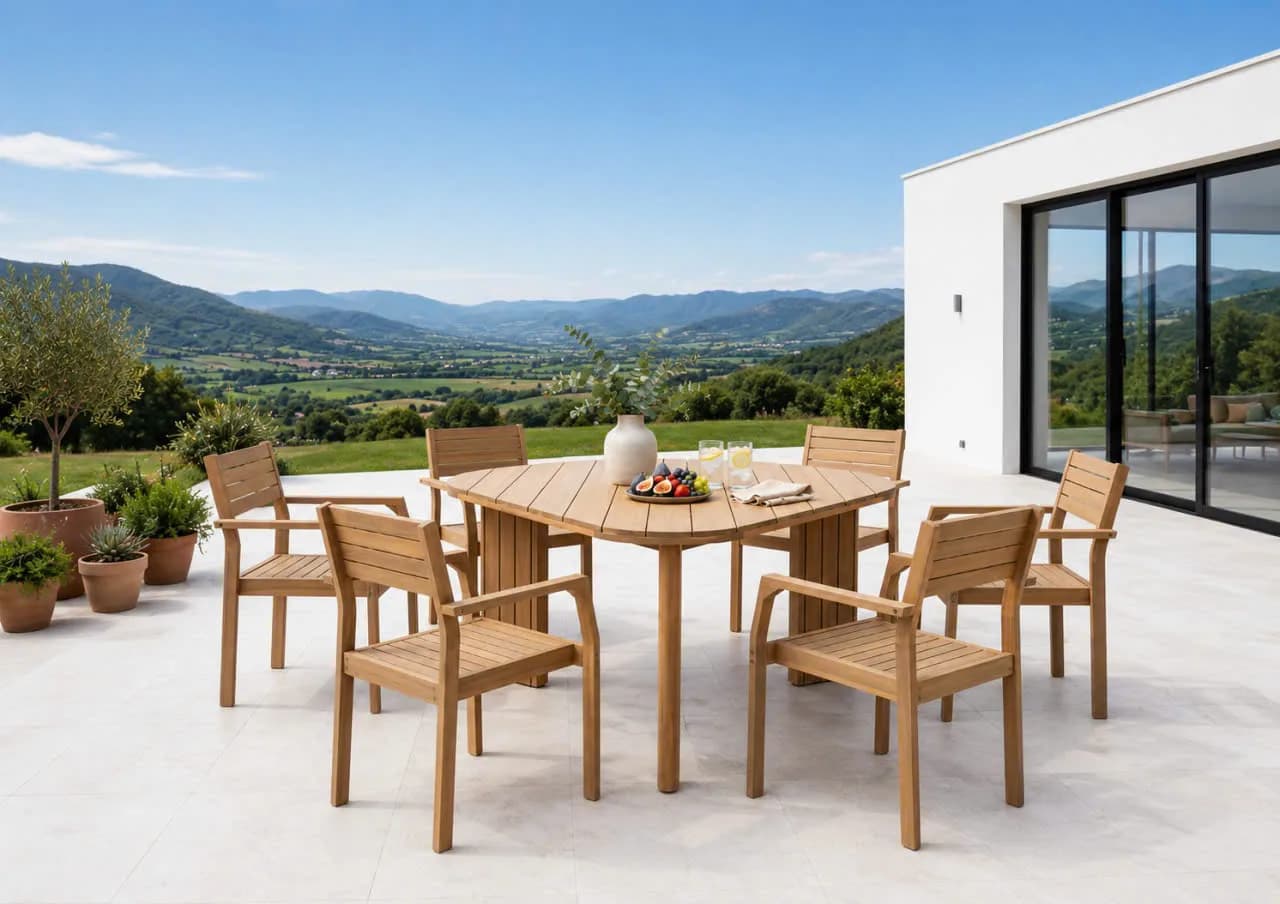 Wooden dining set, view 2