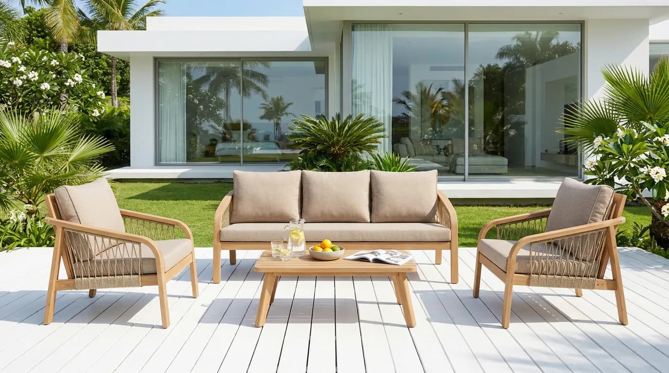 Wooden and rope Sofa, view 2