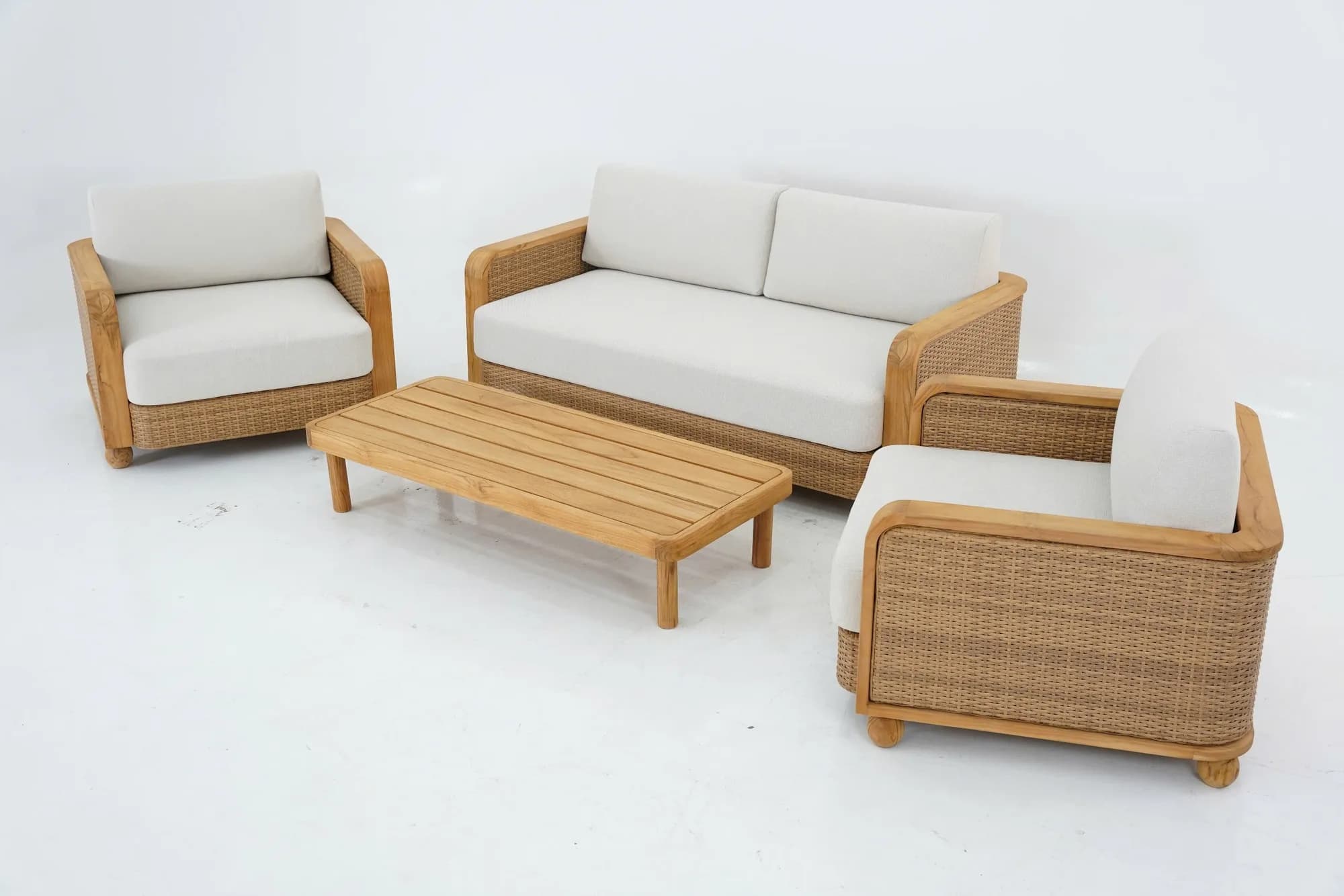 Ghế sofa đan lát, góc nhìn 3