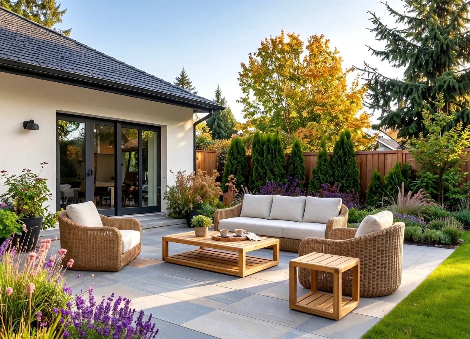 Ghế sofa đan lát, góc nhìn 2