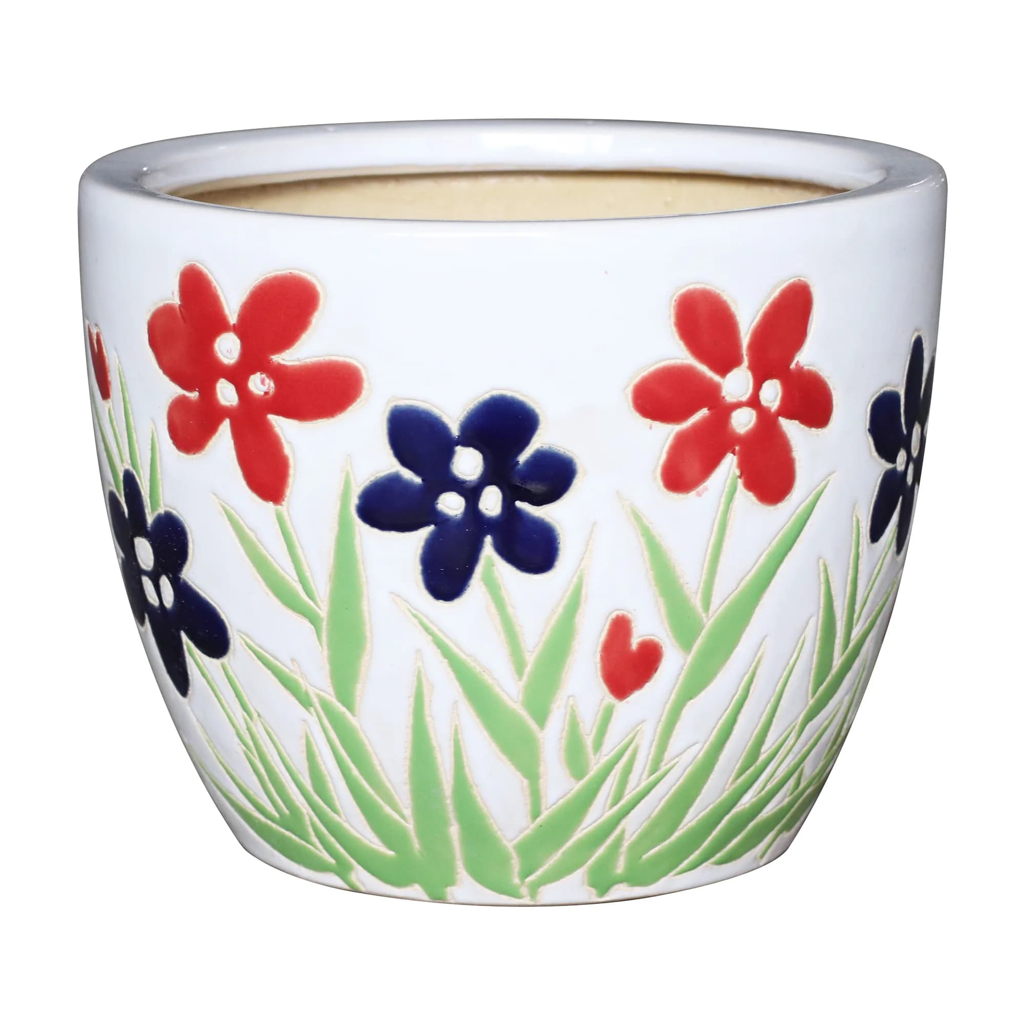 Đồ gốm sứ hoa màu đỏ xanh material detail 1
