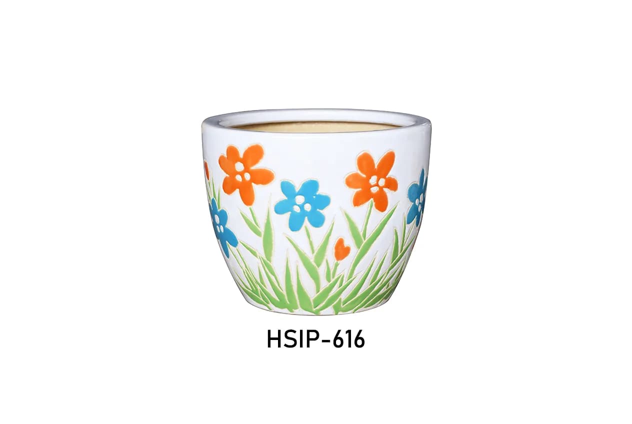 Đồ gốm gốm hoa màu đỏ xanh (HSIP-616)