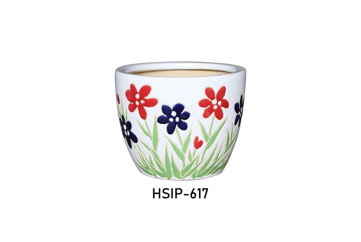 Đồ gốm gốm hoa màu đỏ xanh (HSIP-617)