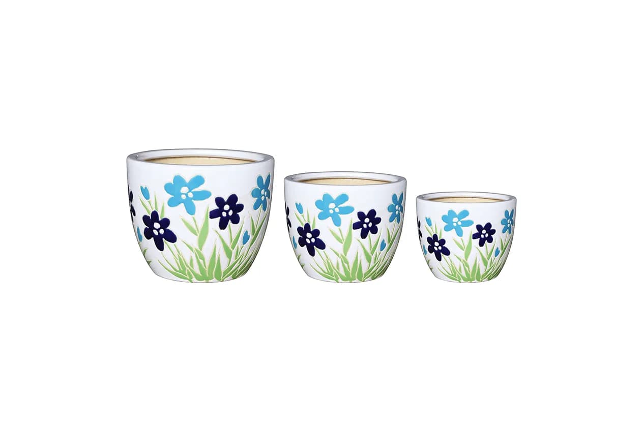 Cyan-dark blue flowers ceramic pottery (HSIP-615) material detail 2